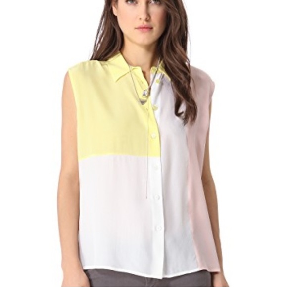 Equipment 100%Silk Diem Clean with Inset Button Down Shirt in Bright White - Picture 3 of 13